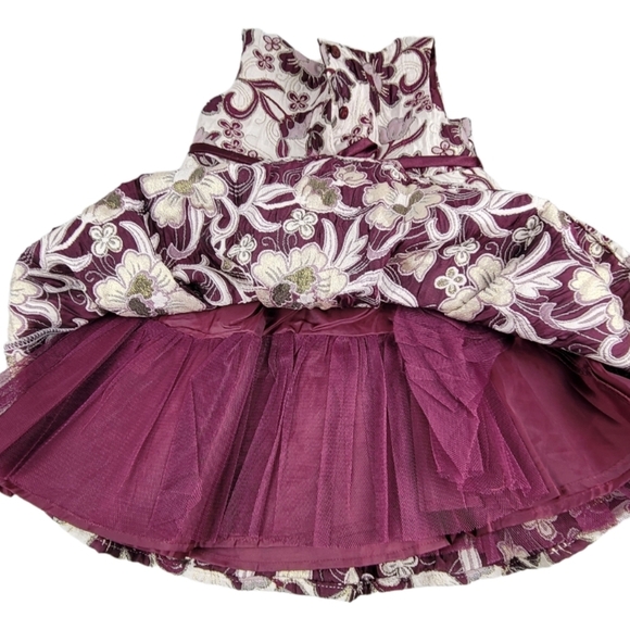 Girls Sweet Heart Rose Floral Applique Dress - Picture 7 of 11